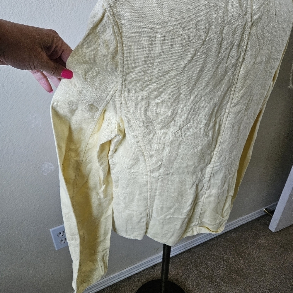 Womans Ellen Tracy Linen Yellow Jacket 8 (M) - Picture 5 of 10